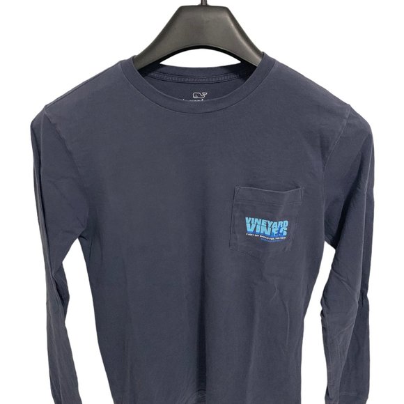 Vineyard Vines Shirt Size XS Crew Neck Teal Blue Pocket Long Sleeve Indianapolis - Picture 1 of 7